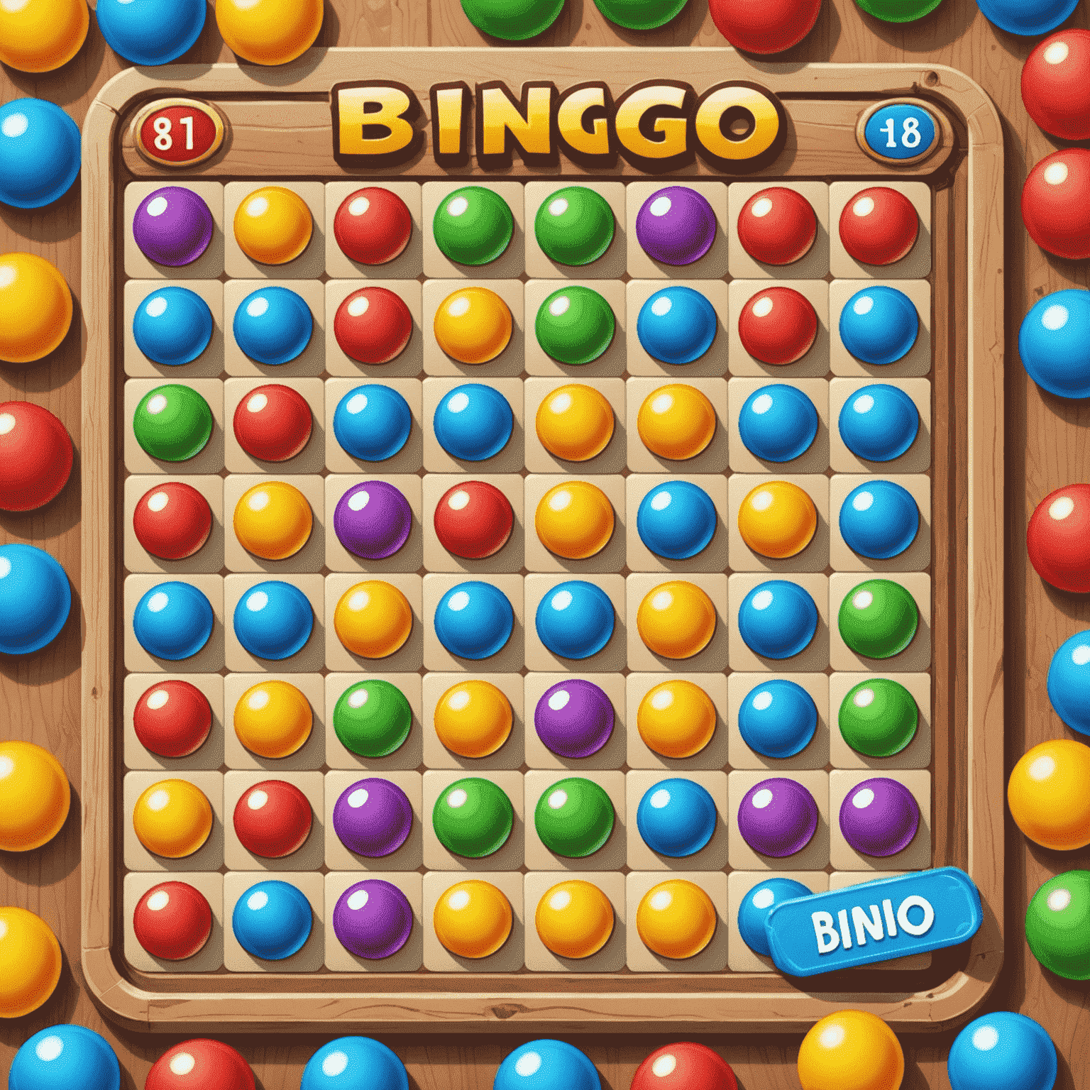Bingo Blitz game board with colorful daubers and power-ups